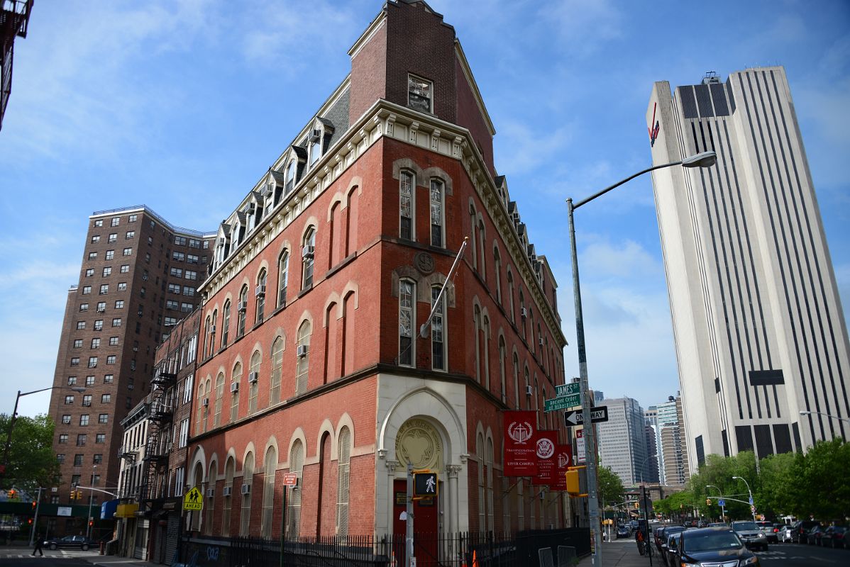 04 Hall Of St James School 1868 At 37 St James Place With Verizon Building To The Right Chinatown New York City